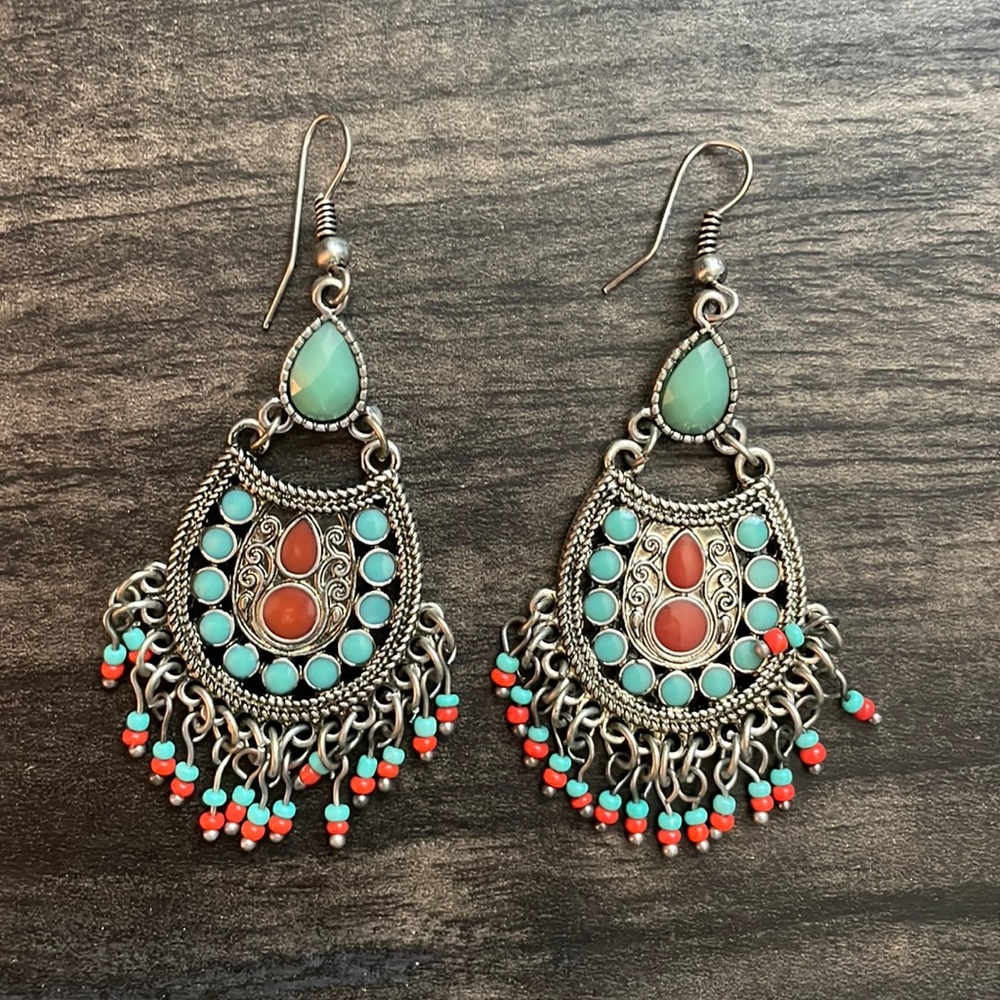 Turquoise vintage teardrop earrings